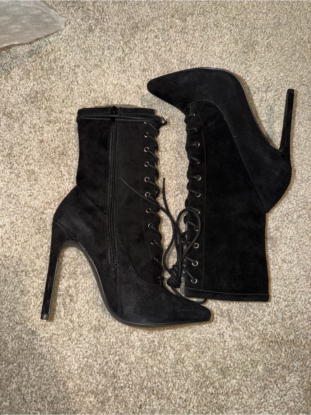 Steve Madden Black Lace-Up Stiletto Ankle Boots